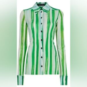Proenza Schouler Watercolor Green Long-Sleeve Shirt
